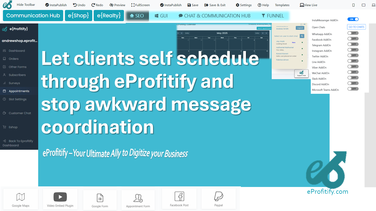 Let clients self schedule through eProfitify and stop awkward message coordination